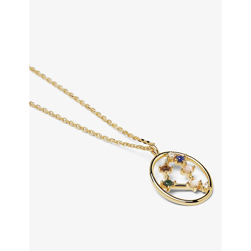 Shop Pd Paola Zodiac Capricorn 18ct Gold-plated Sterling Silver And Gemstone Necklace