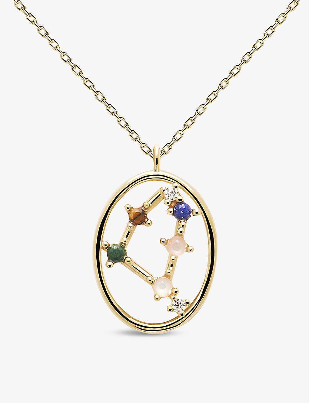 Pd Paola Womens Gold Zodiac Capricorn 18ct Gold-plated Sterling Silver And Gemstone Necklace