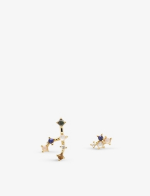 PDPAOLA: Taurus 18ct yellow gold-plated sterling silver and gemstone earrings
