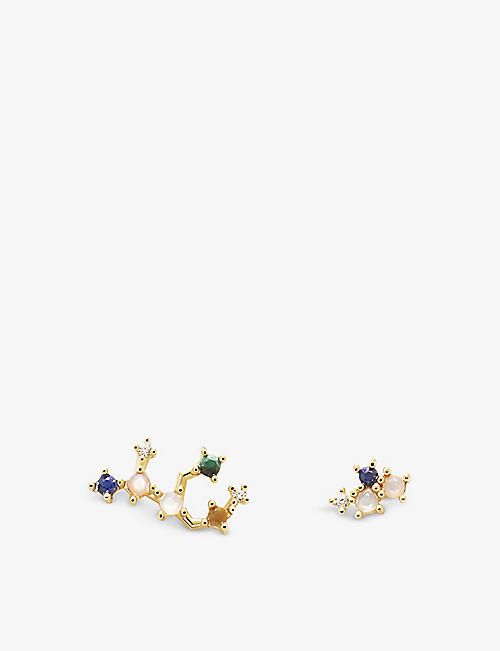 PDPAOLA: Zodiac Virgo 18ct yellow gold-plated sterling-silver and gemstones drop earrings