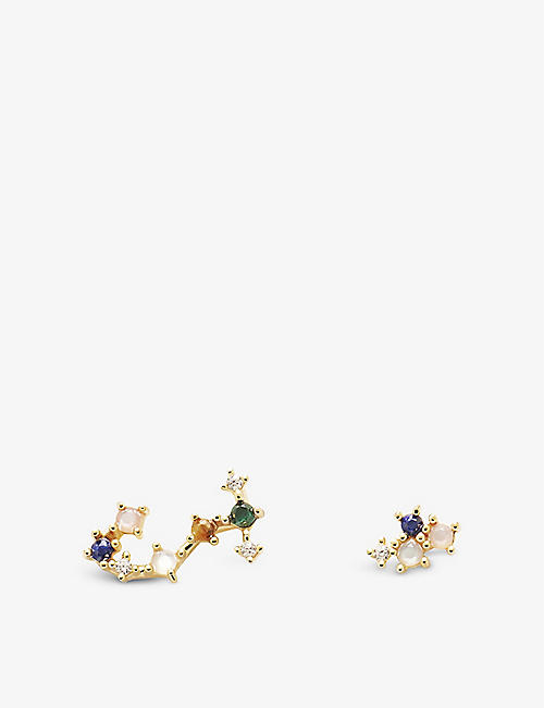 PD PAOLA: Zodiac Scorpio 18ct yellow gold-plated sterling-silver and gemstone earrings set of three