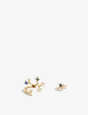 PDPAOLA: Sagittarius 18ct yellow gold-plated sterling silver and gemstone earrings
