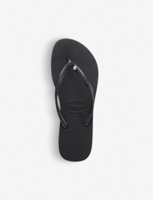 Shop Havaianas Womens Slim Crystal-embellished Rubber Flip-flops Black