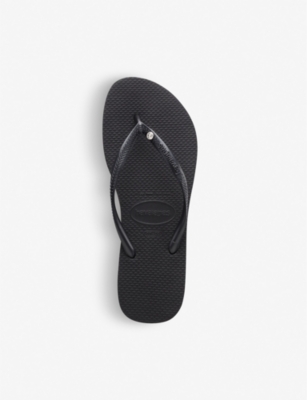 Shop Havaianas Women's Black Slim Crystal-embellished Rubber Flip-flops