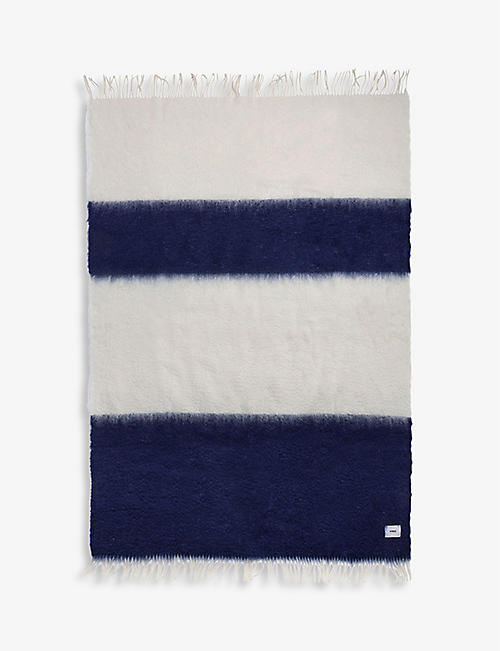 VISO: V36 mohair and wool-blend striped blanket 135cm x 200cm