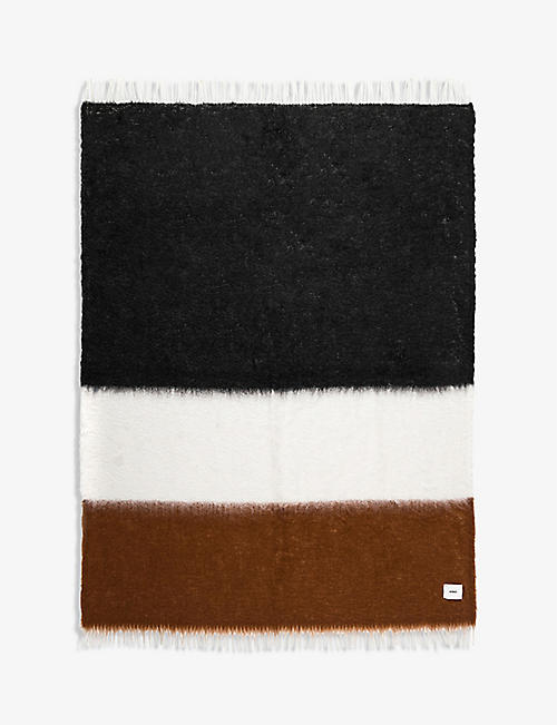 VISO: V46 mohair and wool-blend striped blanket 135cm x 200cm