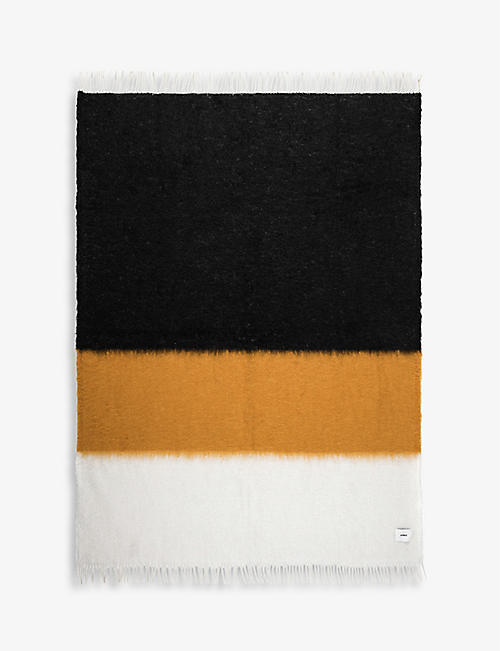 VISO: V47 mohair and wool-blend striped blanket 135cm x 200cm
