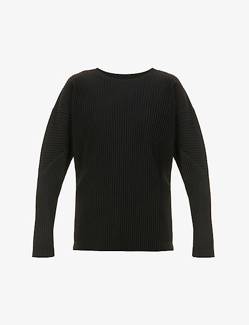 HOMME PLISSE ISSEY MIYAKE: Pleated relaxed-fit boat-neck woven top