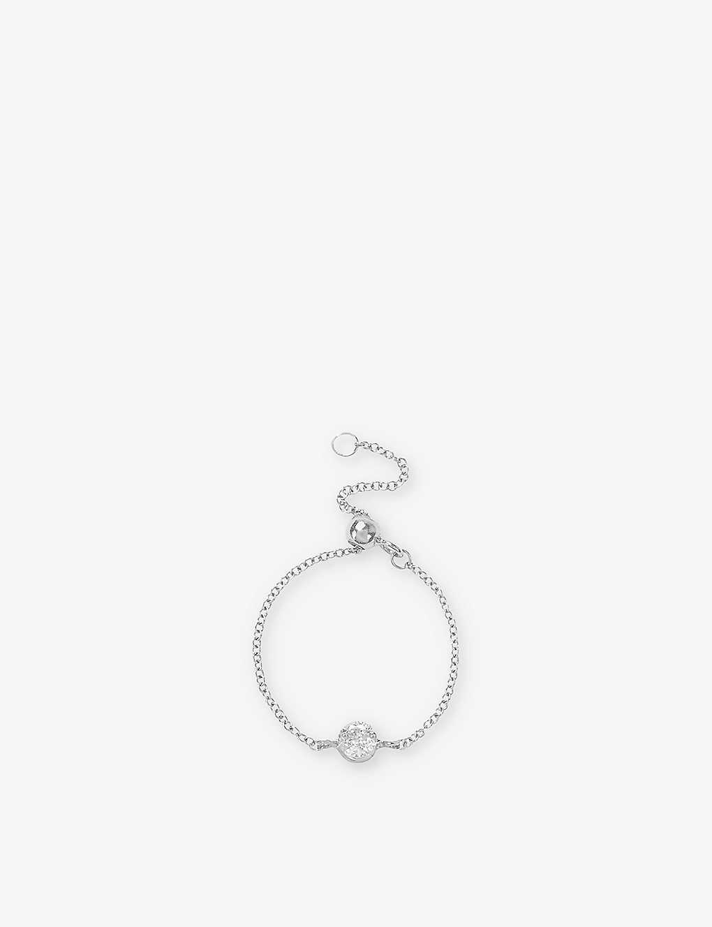 The Alkemistry 18kt White Gold Aria Drilled Diamond Chain Ring