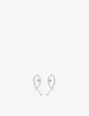 YOKO LONDON: Sleek 18ct white gold, 0.544ct diamond and pearl earrings