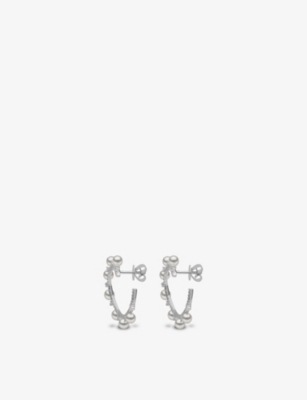 YOKO LONDON: Sleek 18ct white gold, 0.704ct diamond and pearl earrings