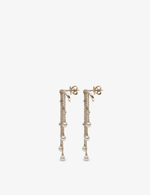 Shop Yoko London Sleek 18ct Yellow Gold And Akoya Pearl Diamond Earrings