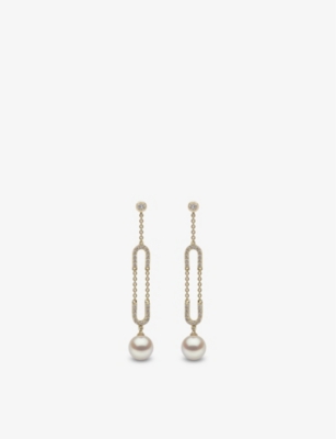 YOKO LONDON: Trend 18ct yellow gold and pearl diamond earrings