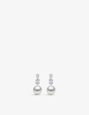YOKO LONDON: Starlight South Sea pearl, diamond and 18ct white gold drop earrings
