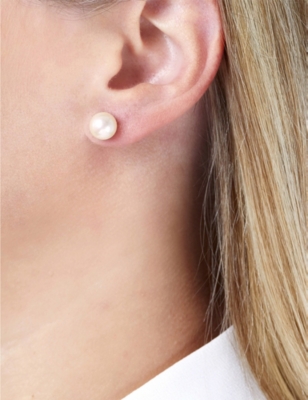 YOKO LONDON: Classic freshwater pearl and yellow-gold stud earrings