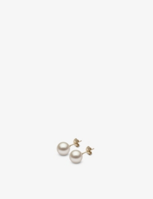 YOKO LONDON: Classic freshwater pearl and yellow-gold stud earrings