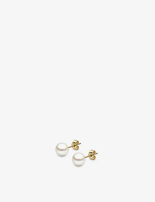 YOKO LONDON: 18ct yellow gold and Akoya pearl stud earrings