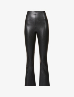 Faux leather store cropped flare pants