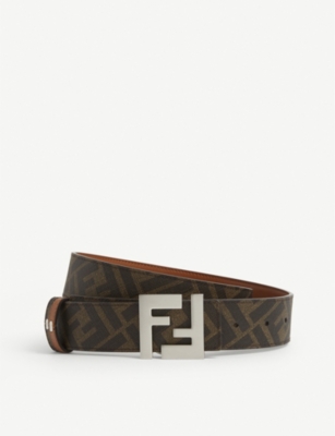 FENDI - FF branded leather belt 