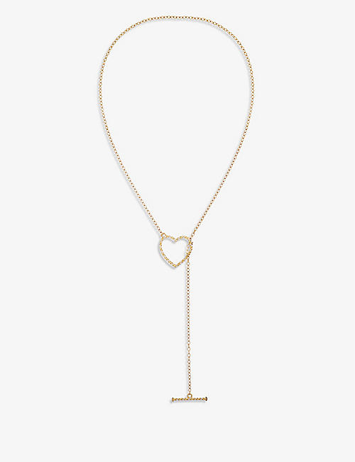 YVONNE LEON: Collier Coeur Barre 18ct yellow-gold and 0.26ct diamond necklace