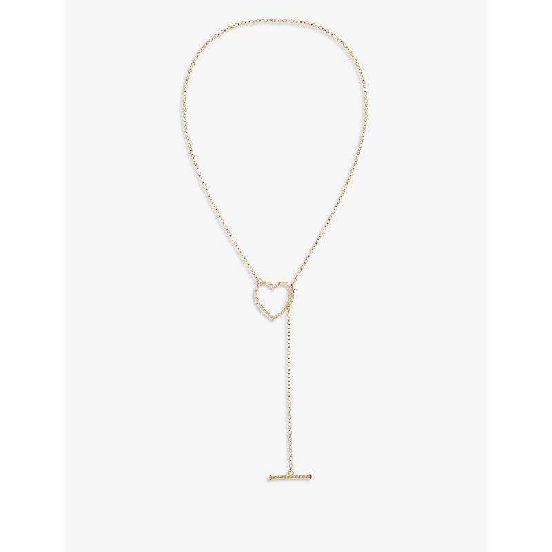 Yvonne Léon Collier Coeur Barre 18ct Yellow-gold And 0.26ct Diamond Necklace In 18k Yellow Gold