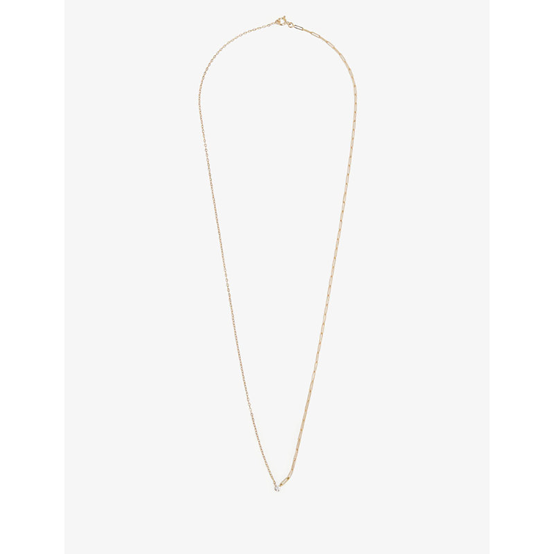 Yvonne Léon Sautoir Solitaire 18ct Yellow-gold And 0.10ct Diamond Necklace In 18k Yellow Gold