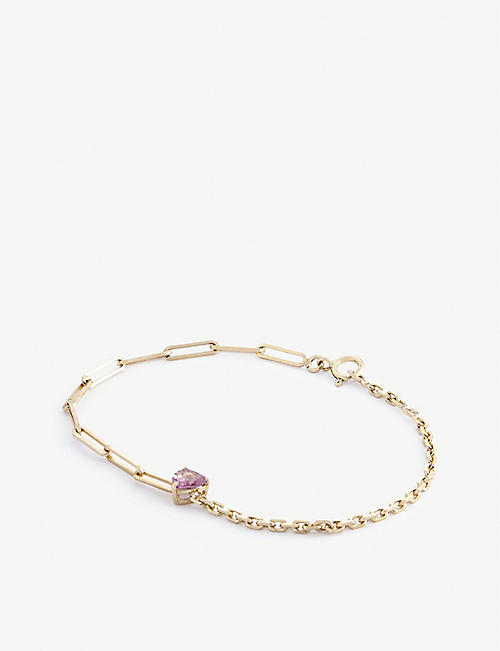 YVONNE LEON: Solitaire 18ct yellow-gold and rhodolite bracelet