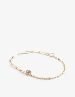 Yvonne Léon Solitaire 18ct Yellow-gold And Rhodolite Bracelet In 18k Yellow Gold