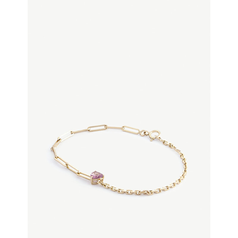 YVONNE LÉON SOLITAIRE 18CT YELLOW-GOLD AND RHODOLITE BRACELET,R03742606