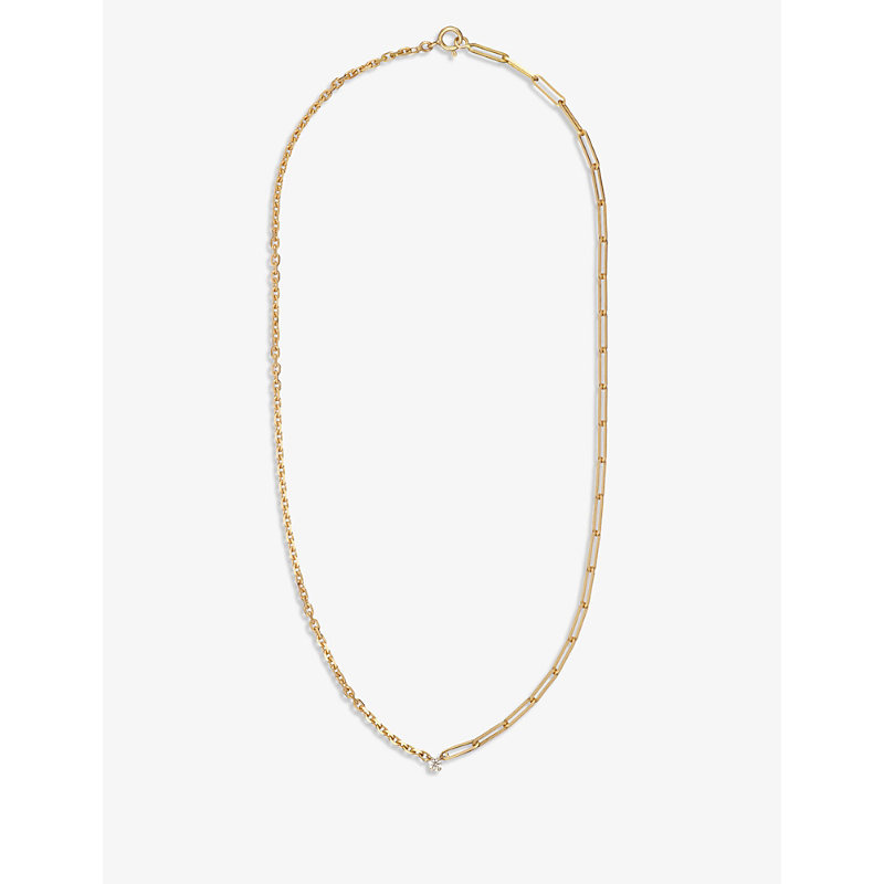 Yvonne Léon Collier Solitaire 18ct Yellow-gold And 0.25ct Diamond Necklace In 18k Yellow Gold
