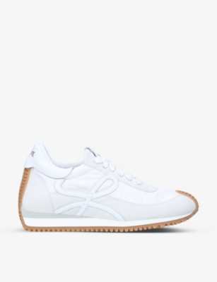 Loewe Flow Runner Monogram Leather And Shell Trainers In White/oth