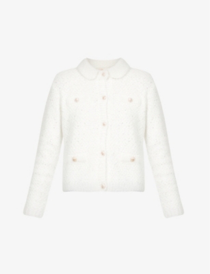 MAJE mission sequin-embellished orders weave knitted cardigan