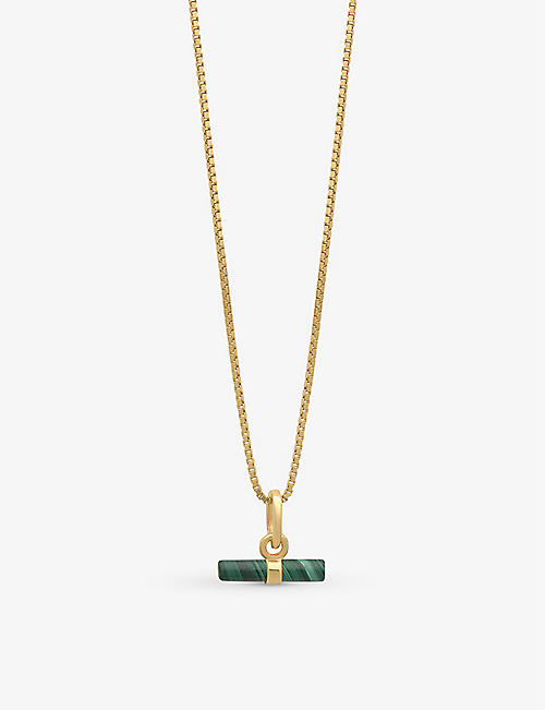 RACHEL JACKSON: Mini T-bar 22ct gold-plated sterling silver and malachite necklace