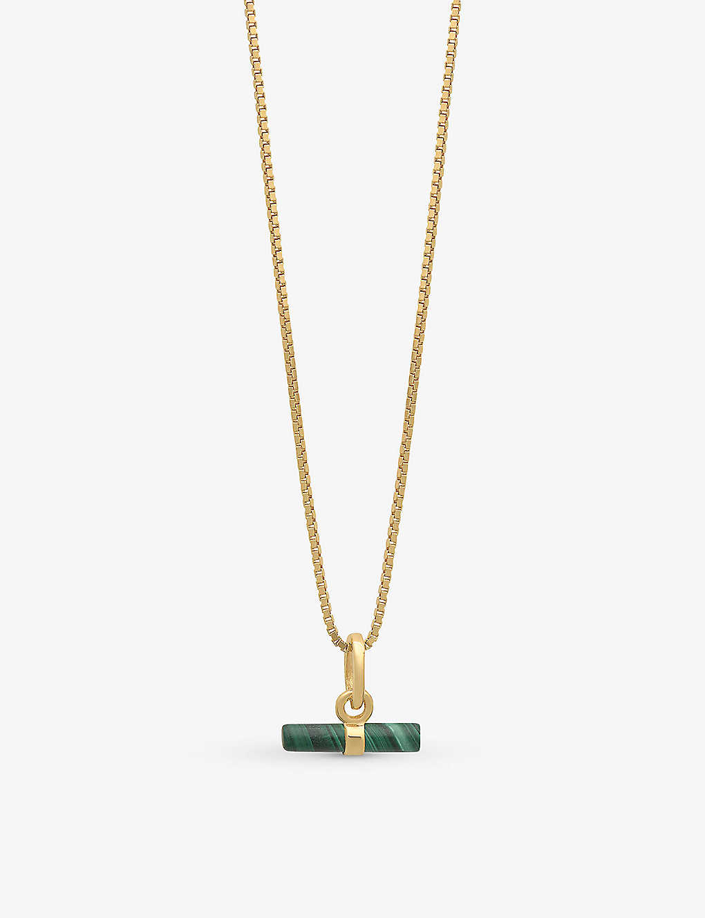 Rachel Jackson Mini T-bar 22ct Gold-plated Sterling Silver And Malachite Necklace In 22 Carat Gold Plated