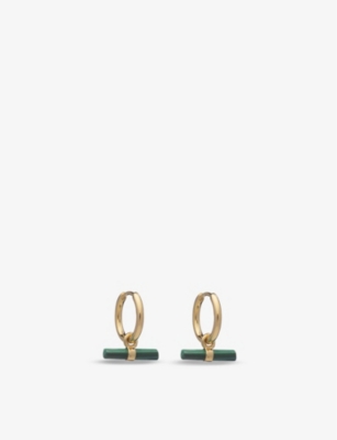 RACHEL JACKSON: Mini T-bar 22ct yellow gold-plated sterling silver huggies