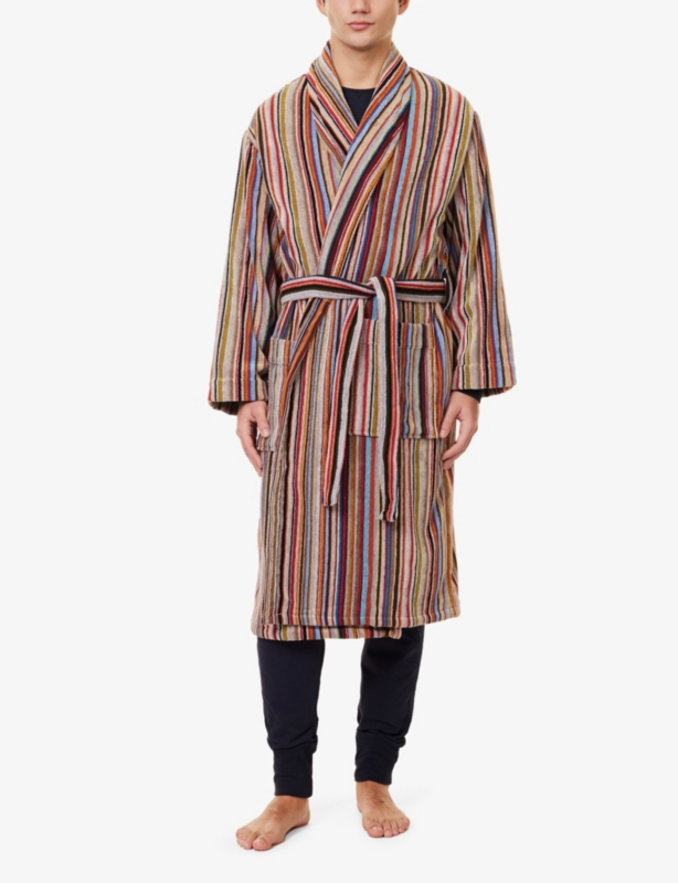 Signature stripe cotton-jersey dressing gown