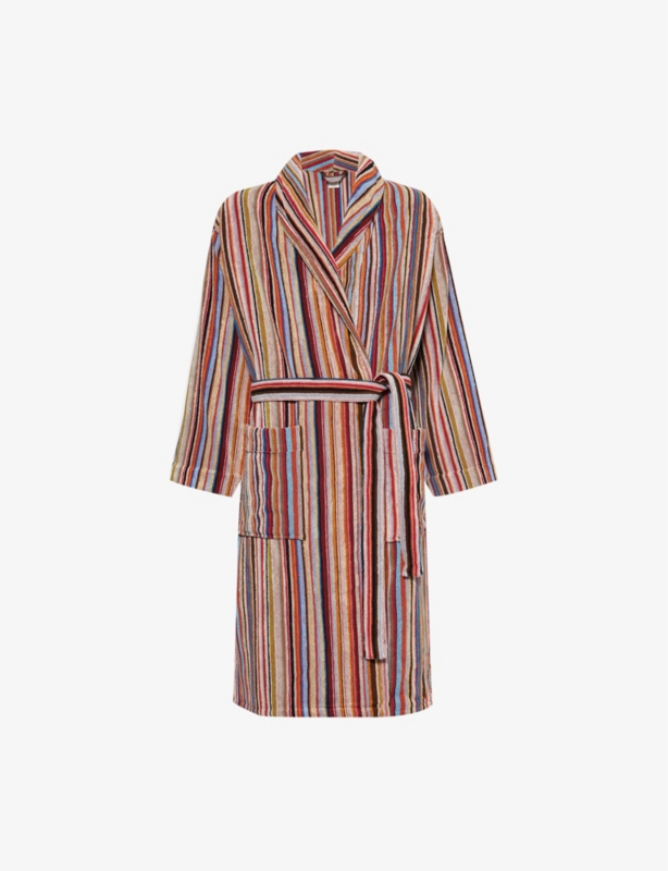 Signature stripe cotton-jersey dressing gown
