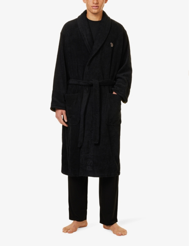 Signature logo-embroidered cotton-towelling dressing gown