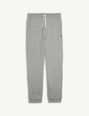 Shop Ralph Lauren Boys' Logo-embroidered Tapered-leg Cotton-blend Jogging Bottoms In Dark Sport Heather (grey)