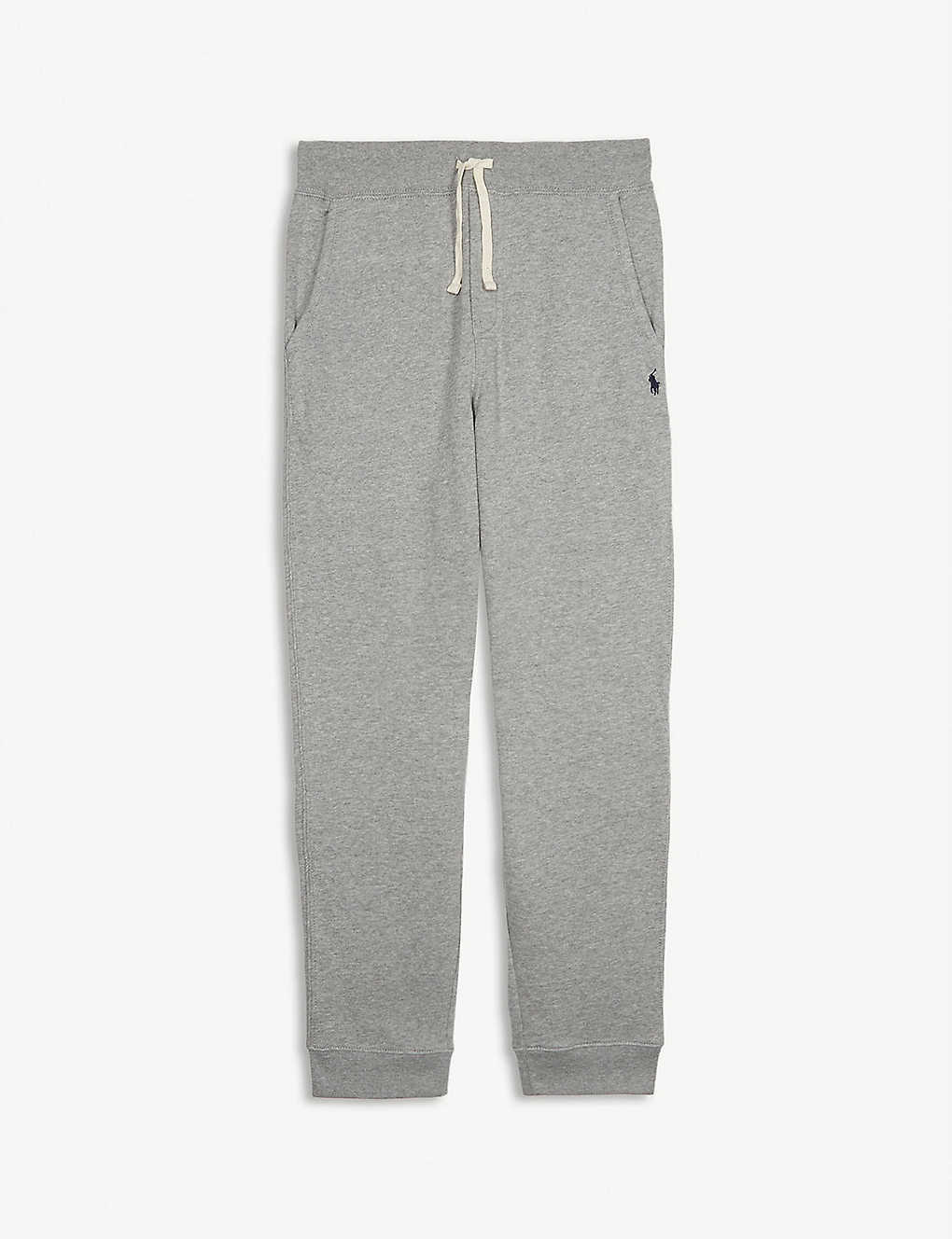 Shop Ralph Lauren Boys' Logo-embroidered Tapered-leg Cotton-blend Jogging Bottoms In Dark Sport Heather (grey)