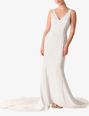 Whistles Womens Cream Billie V-neck Woven Wedding Dress 12 In Cream
