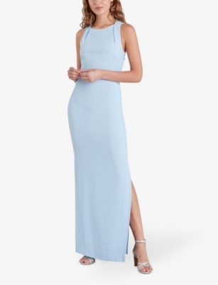 Shop Whistles Women's Pale Blue Tie Back Stretch-crepe Maxi Dress