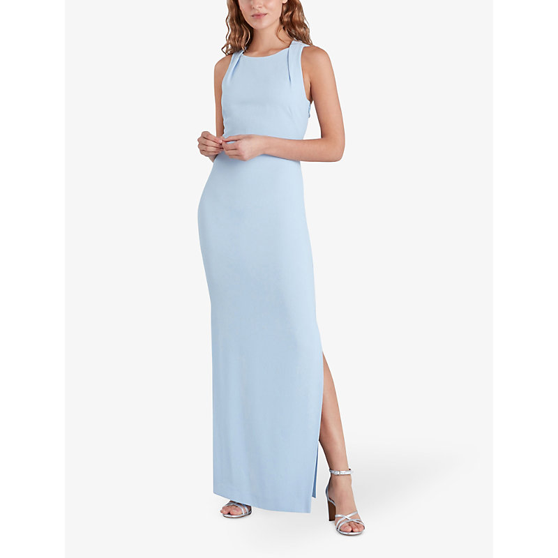 Shop Whistles Women's Pale Blue Tie Back Stretch-crepe Maxi Dress