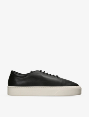 The Row Marie H Lace-up Leather Trainers In Black