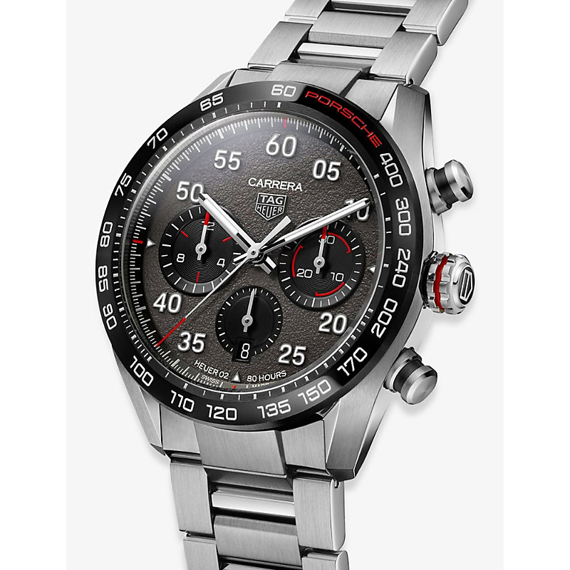 Shop Tag Heuer Men's Silver Cbn2a1f.ba0643 Carrera Porsche Stainless-steel And Ceramic Automatic Watch