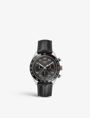 Tag Heuer Cbn2a1f.fc6492 Carrera Porsche Special Edition Stainless-steel And Leather Strap Watch In Black