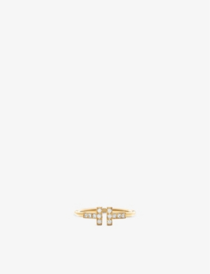 TIFFANY & CO: Tiffany T Wire 18ct yellow-gold and 0.13ct brilliant-cut diamond ring