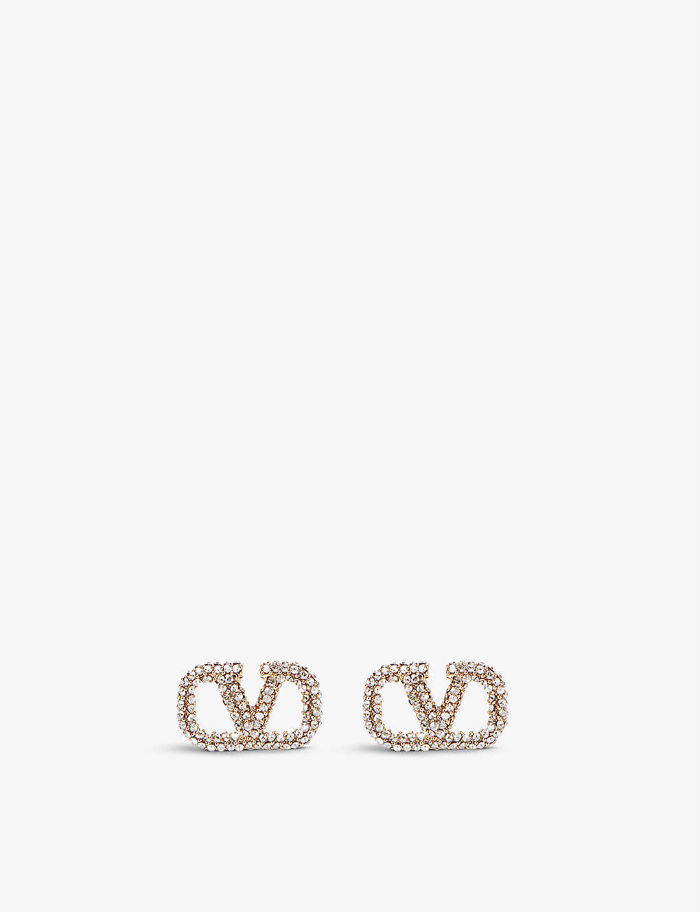 Valentino Garavani Vlogo Crystal-embellished Brass Stud Earrings In Gold