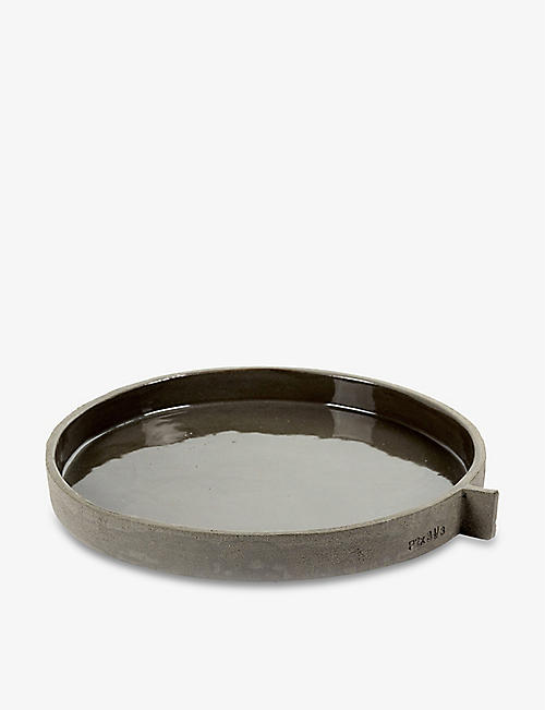 SERAX: Frédérick Gautier FCK engraved stoneware-cement serving plate 32cm