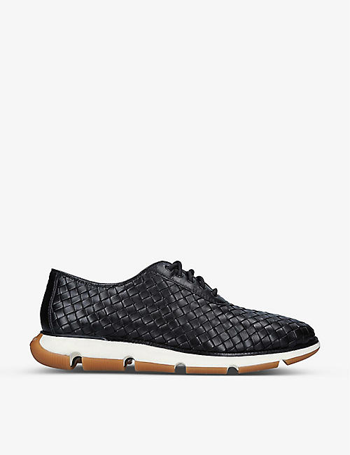 COLE HAAN: Zerogrand woven leather Oxford shoes
